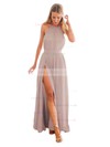 A-line Halter Chiffon Ankle-length Split Front Prom Dresses #LDB020104432