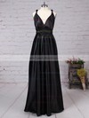 A-line V-neck Silk-like Satin Floor-length Ruffles Prom Dresses #LDB020104433