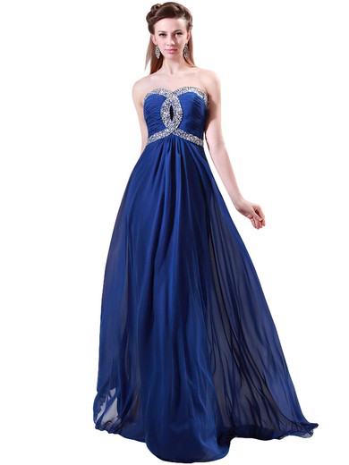 A-line Sweetheart Chiffon Floor-length Beading Prom Dresses #LDB020104464