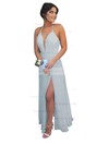 A-line V-neck Chiffon Floor-length Split Front Prom Dresses #LDB020104497