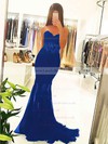 Trumpet/Mermaid Sweetheart Tulle Sweep Train Appliques Lace Prom Dresses #LDB020104518