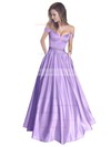 Ball Gown Off-the-shoulder Satin Floor-length Beading Prom Dresses #LDB020104578