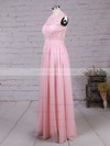 A-line Scoop Neck Lace Chiffon Floor-length Sashes / Ribbons Prom Dresses #LDB020104579