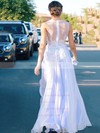 A-line Scoop Neck Chiffon Floor-length Appliques Lace Prom Dresses #LDB020104582