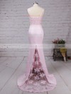 Trumpet/Mermaid Sweetheart Jersey Sweep Train Lace Prom Dresses #LDB020104584