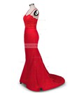 Trumpet/Mermaid Sweetheart Jersey Sweep Train Lace Prom Dresses #LDB020104584