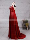 A-line Halter Silk-like Satin Floor-length Split Front Prom Dresses #LDB020104588