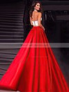 Ball Gown Halter Satin Floor-length Pockets Prom Dresses #LDB020104589