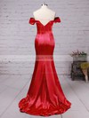 Trumpet/Mermaid Off-the-shoulder Silk-like Satin Sweep Train Split Front Prom Dresses #LDB020104594