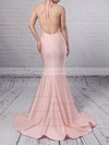 Trumpet/Mermaid Halter Jersey Sweep Train Prom Dresses #LDB020104609