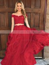 A-line Off-the-shoulder Tulle Floor-length Appliques Lace Prom Dresses #LDB020104809