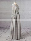 A-line V-neck Silk-like Satin Floor-length Appliques Lace Prom Dresses #LDB020104820