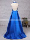 A-line Halter Satin Floor-length Split Front Prom Dresses #LDB020104823