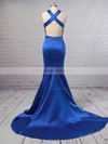 Trumpet/Mermaid Scoop Neck Silk-like Satin Sweep Train Prom Dresses #LDB020104835