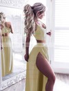A-line V-neck Silk-like Satin Floor-length Lace Prom Dresses #LDB020104865