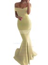 Trumpet/Mermaid Off-the-shoulder Silk-like Satin Sweep Train Prom Dresses #LDB020104890