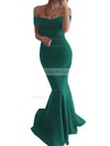 Trumpet/Mermaid Off-the-shoulder Silk-like Satin Sweep Train Prom Dresses #LDB020104890
