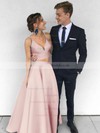 Princess V-neck Satin Floor-length Prom Dresses #LDB020104903