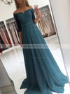A-line Off-the-shoulder Tulle Floor-length Appliques Lace Prom Dresses #LDB020104905