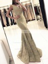 Trumpet/Mermaid V-neck Lace Floor-length Prom Dresses #LDB020104918