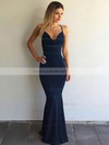 Trumpet/Mermaid V-neck Silk-like Satin Floor-length Prom Dresses #LDB020104950