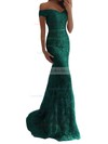 Trumpet/Mermaid Off-the-shoulder Lace Sweep Train Appliques Lace Prom Dresses #LDB020104963