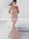 Trumpet/Mermaid Off-the-shoulder Silk-like Satin Sweep Train Appliques Lace Prom Dresses #LDB020105022