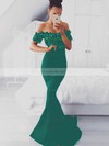 Trumpet/Mermaid Off-the-shoulder Silk-like Satin Sweep Train Appliques Lace Prom Dresses #LDB020105022