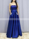 Princess Strapless Satin Floor-length Beading Prom Dresses #LDB020105052