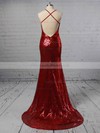 Trumpet/Mermaid V-neck Sequined Sweep Train Sequins Prom Dresses #LDB020105261