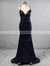 Trumpet/Mermaid V-neck Sequined Sweep Train Sequins Prom Dresses #LDB020105261