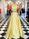 Princess Scoop Neck Satin Floor-length Beading Prom Dresses #LDB020105278