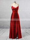 A-line Cowl Neck Silk-like Satin Ankle-length Split Front Prom Dresses #LDB020105283