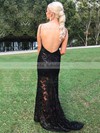 Sheath/Column Scoop Neck Lace Sweep Train Prom Dresses #LDB020105310