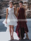 A-line Square Neckline Lace Asymmetrical Prom Dresses #LDB020105385