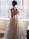 Ball Gown V-neck Satin Sweep Train Beading Prom Dresses #LDB020105459