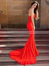 Trumpet/Mermaid Sweetheart Silk-like Satin Sweep Train Sashes / Ribbons Prom Dresses #LDB020105479
