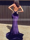 Trumpet/Mermaid Halter Velvet Sweep Train Prom Dresses #LDB020105556