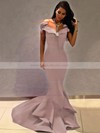 Trumpet/Mermaid Off-the-shoulder Satin Sweep Train Prom Dresses #LDB020105698