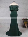 Trumpet/Mermaid Off-the-shoulder Silk-like Satin Sweep Train Split Front Prom Dresses #LDB020105701