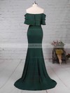 Trumpet/Mermaid Off-the-shoulder Silk-like Satin Sweep Train Split Front Prom Dresses #LDB020105701