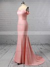 Trumpet/Mermaid Off-the-shoulder Silk-like Satin Sweep Train Sashes / Ribbons Prom Dresses #LDB020105727