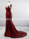 Trumpet/Mermaid V-neck Sequined Sweep Train Prom Dresses #LDB020105807
