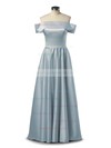 A-line Off-the-shoulder Silk-like Satin Floor-length Prom Dresses #LDB020105934