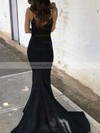 Trumpet/Mermaid V-neck Silk-like Satin Sweep Train Prom Dresses #LDB020106061