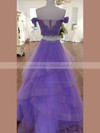 A-line Sweetheart Lace Organza Floor-length Cascading Ruffles Prom Dresses #LDB020106068