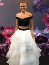 Princess Off-the-shoulder Organza Floor-length Appliques Lace Prom Dresses #LDB020106069