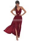 A-line Halter Chiffon Ankle-length Split Front Prom Dresses #LDB020106104