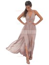 A-line Halter Chiffon Ankle-length Split Front Prom Dresses #LDB020106104