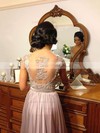 A-line V-neck Chiffon Floor-length Beading Prom Dresses #LDB02015284